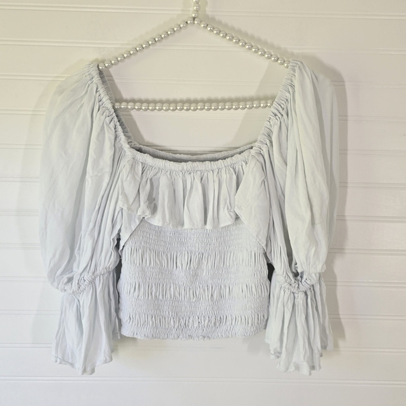 NWT Jen's Pirate Booty Free People Collab Bethany Puff Sleeve Blouse XS - Picture 7 of 11